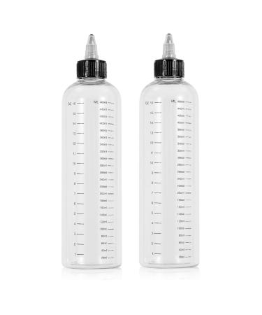 driew Applicator Bottles for Hair 16.9oz Hair Squeeze Bottle Twist-On Top Tip Cap with Ratio Graduated Scale Color Applicator Bottle Hair Dye Bottle Pack of 2