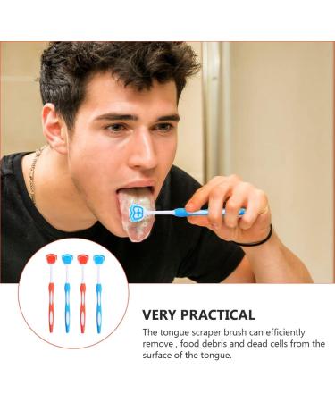 Milisten Silicone Scraps Toothbrush Set - 4PC Tongue Brushes for Fresh Breath | Blue & Orange Plastic Cleaner & Spatula - Buy Online on GoSupps.com