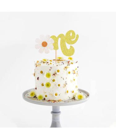 Keaziu 1PCS Daisy One Cake Toppers For 1st Birthday Daisy Birthday Party Decor Boho Groovy Daisy First Birthday One Year Old Baby Shower Hippie Party Favors Supplies 1-2 Gold L1 - Buy Online on GoSupps.com