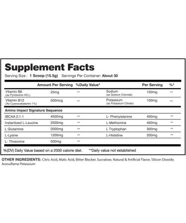 Amino Impact BCAA EAA Enhanced Hydration & Recovery | Keto Friendly 7g BCAAs 3g EAAs 2g Glutamine | 30 Servings (ICY Blue Razz) | Buy Internationally - Buy Online on GoSupps.com