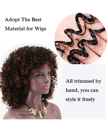 ColorfulPanda Afro Wig | Synthetic Brazilian Curly Hair for Women | Kinky Curly Short Wigs in Black Brown Ombre - Buy Online on GoSupps.com
