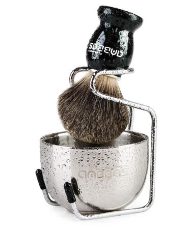 Shaving Set 3pcs Pure Badger Hair Shaving Brush Natural Wooden Handle with Stainless Steel Shaving Brush Stand & 2Layers Shaving Soap Bowl for Men Wet Shaving Stater by Anbbas Black - Buy Online on GoSupps.com