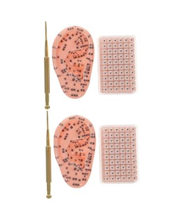 Healeved 2 Sets Auricular Tools Household Tools Model Kits Magnet Ear Beads Patch Acupoint Ear Stickers Self Caring Products Set Disposable Silicone Pe Aluminum Alloy Assorted Colorx2pcs 10x6x0.6cmx2pcs