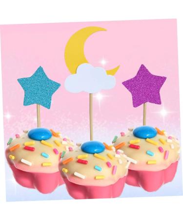 Garneck 24pcs Cake Decorations Moon Decor Cake Toppers Creative Toppers Cake Decoration Toppers Wooden Decoration Toppers Portable Insert Card - Buy Online on GoSupps.com