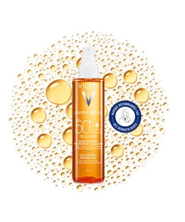 Vichy, Capital Soleil, Sun Oil SPF50+, Face, Body and Hair, Water Resistant, Very Wide Spectrum UVA and UVB Protection, All Skin Types, 200 ml