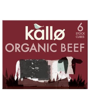 Kallo Organic Beef Stock Cubes 6s - Premium Beef Flavour - Natural and Organic Ingredients - 6 Stock Cubes for Rich and Savoury Broths and Soups