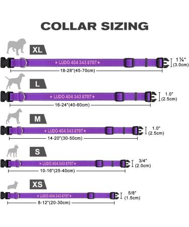 Tagme Personalized Large Dog Collar - Embroidered Reflective Nylon Custom Pet Name & Phone Number Purple - 1 Pack - Buy Online on GoSupps.com