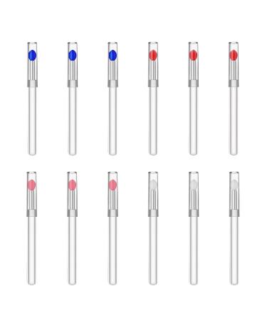 Xnivuis 12 pieces silicone-lip brush colorful lipstick applicator brush silicone-lip-lip applicator reusable lip brush with cap for lipstick eyeshadow lip mask 12 pieces.