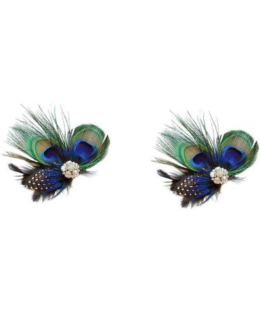 Snner Girls Work Peacock Feather Hair Clip Feather Hair Pins Wedding Fascinator for Women & Girls - Buy Online on GoSupps.com