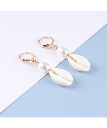 YienDoo Boho Shell Drop Earrings - Vintage Gold Cowrie Shell Dangle Earrings for Women | Summer Beach Jewelry - Buy Online on GoSupps.com