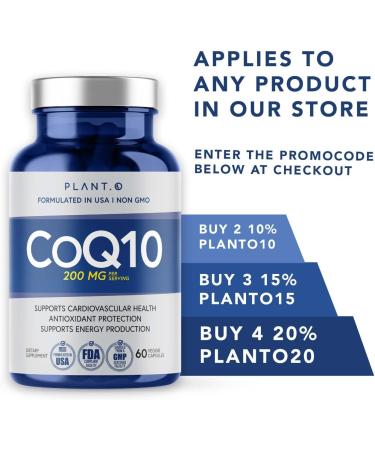 CoQ10 200mg Softgels - Premium Heart Supplement for Energy & Immune Support | 60 Rapid Release Capsules - Buy Online on GoSupps.com
