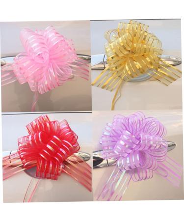 FRCOLOR 10pcs Golden Wedding Pull Flower Bows - Large Hand-Painted Gauze Decor for Weddings & Christmas - Perfect Gift Garland Decoration 74x5cm - Buy Online on GoSupps.com