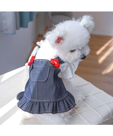 BT Bear Dog Dress Puppy Skirt Dog Princess Dresses Flower Denim Dress Skirt Small Dogs Girl Clothes (L Blue) Large Blue - Buy Online on GoSupps.com