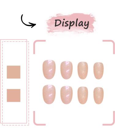 24Pcs Glossy Aurora Glitter Short Almond French Tips False Nails - Reusable Press On Nails with Glue Stickers for Women Girls - Nail Art Accessories - Buy Online on GoSupps.com
