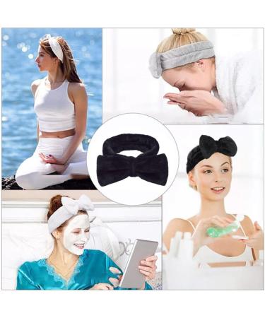 Makeup Headbands Spa Bow Washing Face Hair Band Towel Wrap Coral Fleece Elastic for Shower Sports Black Spa Headband - Buy Online on GoSupps.com