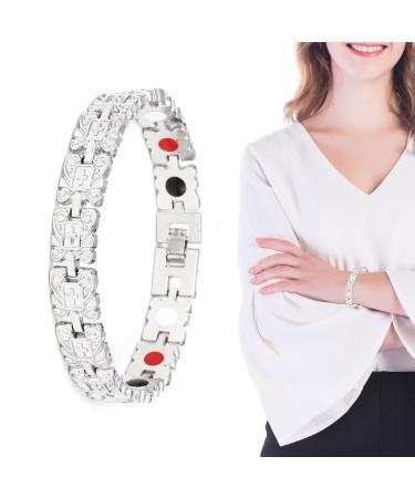 Moxeupon lymph magnet wristband-lymphatic drainage magnet bracelet weight loss magnet stone bracelet healthcare bracelet women men gifts silver