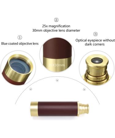 Pirate Monocular Telescope | Handheld Collapsible Brass 25x30 Zoom | Portable Spyglass for Kids & Adults | Ideal for Travel, Beach, Hiking & Hunting - Buy Online on GoSupps.com