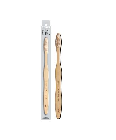 PLUS ULTRA Bamboo Toothbrush - Biodegradable, Eco-Friendly & BPA Free Soft Bristle Toothbrush For Adults - Dentist-Approved All-Natural Toothbrush with "Brush Smile Repeat" Etched on Toothbrush Handle Adult Brush Smile R
