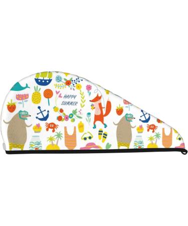 Summer Animal Microfiber Hair Towel - Super Absorbent Wrap for Long Curly & Thick Hair - Quick Dry Coral Velvet for Women - Buy Online on GoSupps.com