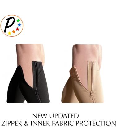 Closed Toe 30-40 mmHg Extra Firm Zipper Compression Socks for Leg Swelling - Nude | International Shipping Available - Buy Online on GoSupps.com
