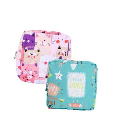 Lurrose 2st storage bag for women's bandages women wallet mini towel holder portable napkbag bags for menstrual deposits pad holder cotton travel outside tampon