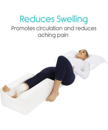Xtra-Comfort Leg Elevation Pillow | Swelling & Recovery Support - Firm Wedge Rest for Knee, Ankle, Foot Injury - Pain Relief & Better Sleep - Improve Circulation | White - Buy Online on GoSupps.com