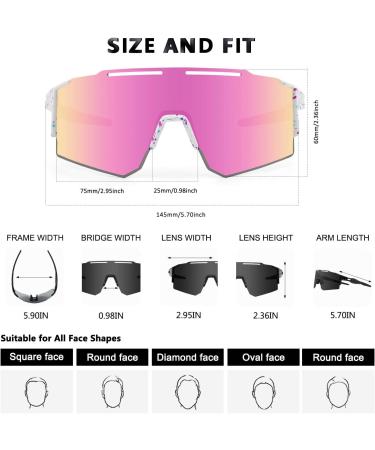 Buy Eninedeuisou UV 400 Sunglasses - Men's & Women's Bicycle Glasses for Outdoor Sports MTB Cycling Running Golf & Baseball - Stylish Pink Safety Glasses - Buy Online on GoSupps.com