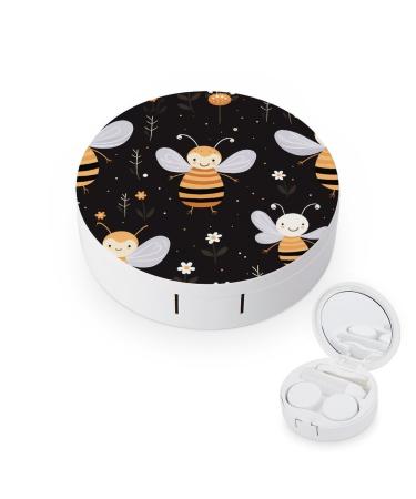 Floral Bee Contact Lens Case with Mirror Portable Cute Eye Contact Lens Box Travel Kit style
