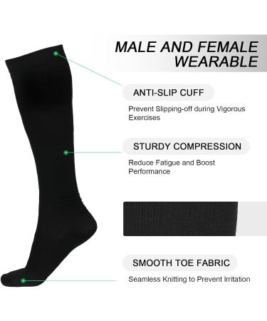 WELSBERG Compression Socks UK 6-10 - Knee High Support Stockings for Men & Women - Black - Ideal for Sports, Running, Tennis, Travel - Buy Online on GoSupps.com