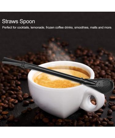 Spoon Straws Stainless Steel Straws Stainless Steel Metal Drinking Straw Spoon Resuable Washable Stirring Scoop (Black) - Buy Online on GoSupps.com