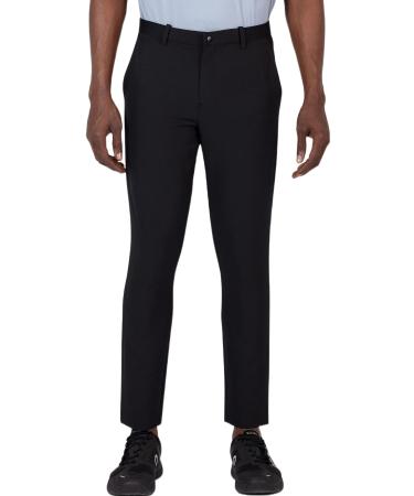 Layer 8 Mens Quick Dry Woven Lightweight Stretch Pants | Everyday Comfort Pants Large Black Solid