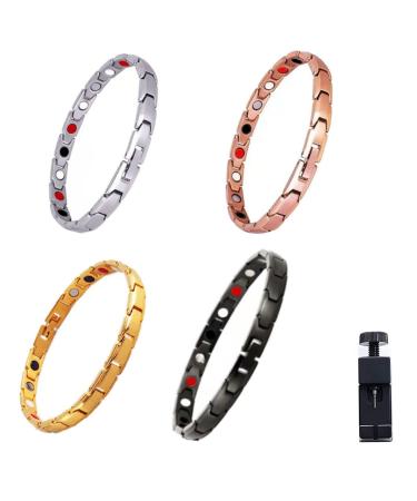 4 Packs Magnetic Lymph Detox Bracelet for Women Men, Adjustable Lymph Detox Magnetic Bracelet Keep Fit, Lymph Drainage Magnetic Therapy Bracelets for Arthritis Pain Relief