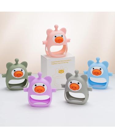 MQGX Baby Teething Toy - Silicone Teether for Babies 0-6 Months, BPA Free Chew Toy, Pig Design, Soothes Teething Pain, Sucking Needs - Pink - Buy Online on GoSupps.com