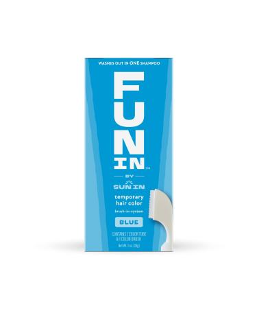 Fun In by Sun In Temporary Hair Color Blue - Easy Brush Applicator Washes Out in One Shampoo Gluten-Free Paraben-Free Alcohol-Free Cruelty-Free