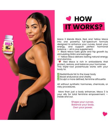 Maca 3 Capsules Black Red & Yellow Maca Root Blend Feminine Balance & Natural Body Support Herbal Formula - Buy Online on GoSupps.com