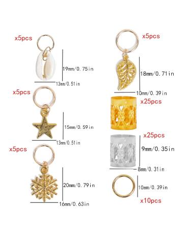 Fenghunayue 80-Piece Hair Clip Set | Dreadlocks Pearl Accessories Metal Rings & Cuffs for Parties & Braids - Gold & Silver - Buy Online on GoSupps.com