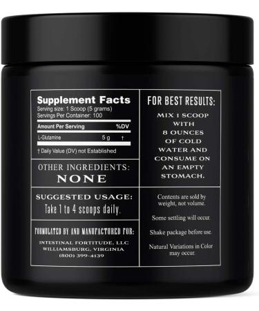 Intestinal Fortitude L Glutamine Powder - 500g - Allergen-Free for Gut Health | Free Form Amino Acid for Leaky Gut, IBD & IBS - 100 Servings - Buy Online on GoSupps.com
