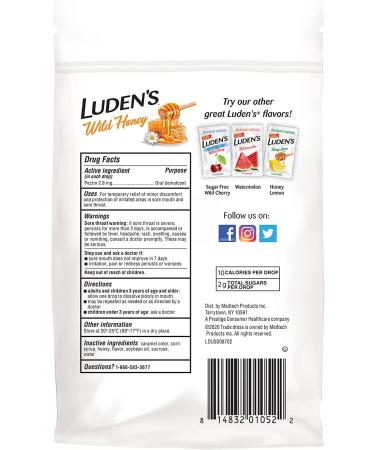 Luden's Pectin Lozenge with Wild Honey - 30 Oral Demulcent Throat Drops | Soothes Cough & Throat Irritation - Buy Online on GoSupps.com