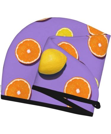 Soft Super Absorbent Yellow Lemon & Orange Microfiber Hair Towel Wrap for Women | Quick Dry Coral Velvet Cap for Long Curly & Thick Hair - Buy Online on GoSupps.com
