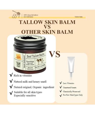  Mimoqk Tallow Face Moisturizer 50g Beef Tallow Cream Organic Hydrating Balm Enriched with Wild Honey Nourishing for Dry & Tight Skin Face & Body Use - Buy Online on GoSupps.com