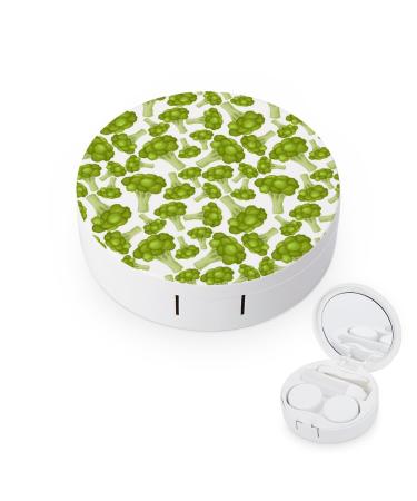Broccoli Pattern Contact Lens Case Travel Portable Travel Contact Lens Box with Mirror