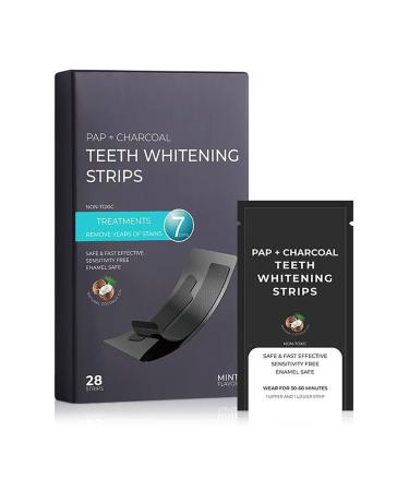 Teeth Whitening Strip Professional Whitening Strips for Sensitive Teeth Pap Charcoal Teeth Whitening Strips Easy to Use 28 Dental Whitener Strips Coconut Flavor
