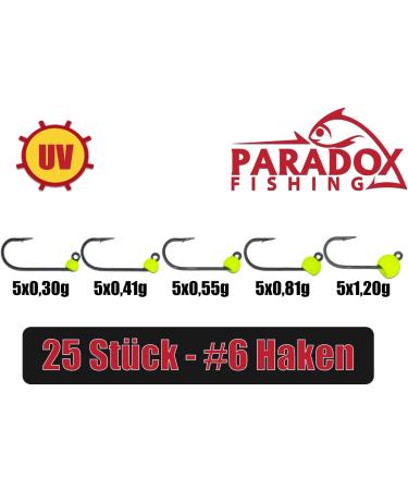 Paradox Fishing Tungsten Jighaken Set - 25 Pieces (0.3g-1.2g) | #6 Trout Hooks & Rubber Baits | Premium Spoon Trout Bait for International Shipping - Buy Online on GoSupps.com