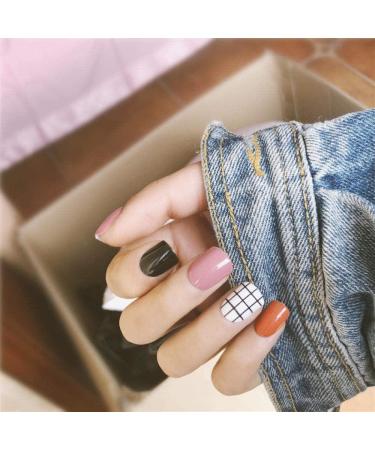 HUIL Artificial False Nails - Wedding Dress Black Pink Orange Grid with Manicure Set | Premium Quality eCommerce for International Shipping - Buy Online on GoSupps.com