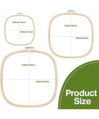 Caydo Square Embroidery Hoops Set - 3 Sizes | Adjustable Bamboo Frames for Cross Stitch, Needlework, DIY Craft - Buy Online on GoSupps.com