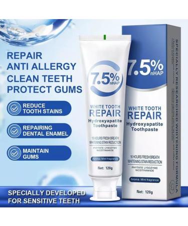 Enamel Repair Toothpaste with Hydroxyapatite - Strengthens Teeth Fights Sensitivity Fresh Mint Flavor for Daily Oral Health 3.53 Ounce (Pack of 2) Blue - Buy Online on GoSupps.com