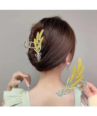 2-Piece Wheat & Strawberry Hair Clips - Stylish Large Metal Clips for Girls | International Shipping - Buy Online on GoSupps.com