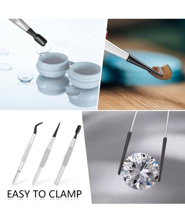 3-Piece Rubber Tipped Tweezers Set for Crafts and Jewelry - Black - Buy Online on GoSupps.com