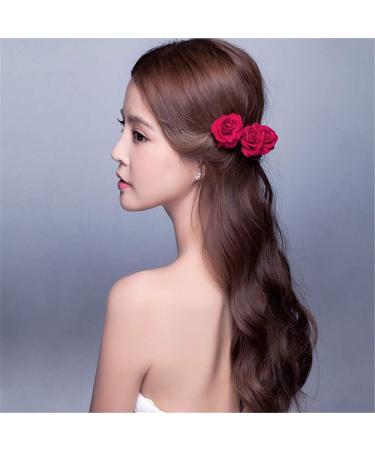 Qinuseaks 6 Pieces Rose Hair Clips Red Rose Floral Clips Flower Hairpin Rose Flower Hair Accessories for Party Wedding Handmade Bridal Accessory - Buy Online on GoSupps.com