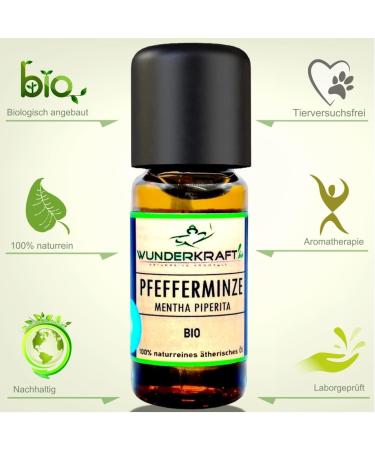 Organic Peppermint Oil - 100% Natural Aromatherapy Oil for Muscle Tension | Wunderkraft.Bio - 30ml Pack - Buy Online on GoSupps.com